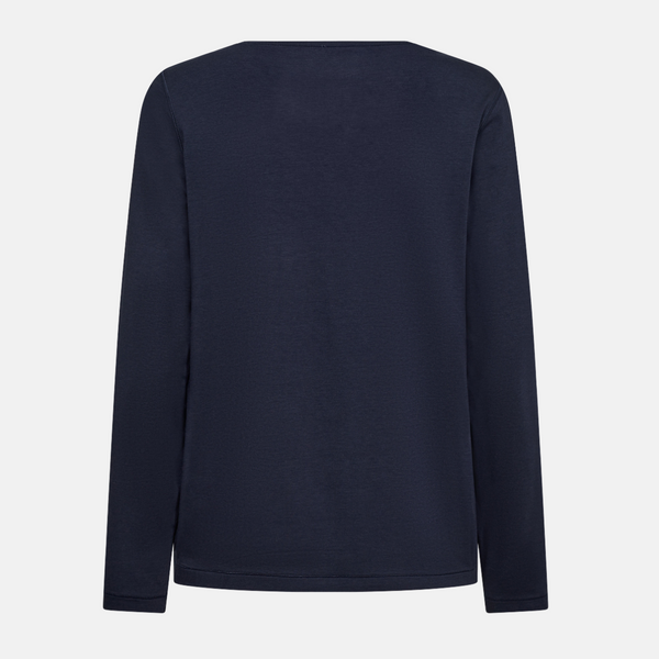 Navy langærmet bambus T-shirt med rund hals