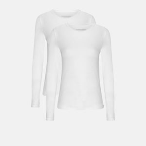 2 pak hvid langærmet bambus T-shirt