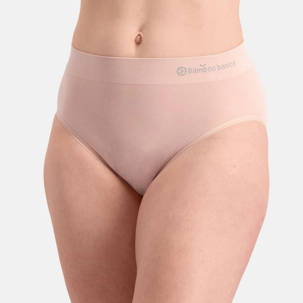 Belle bambus maxi trusser med smal elastikkant - rose nude 3 pak