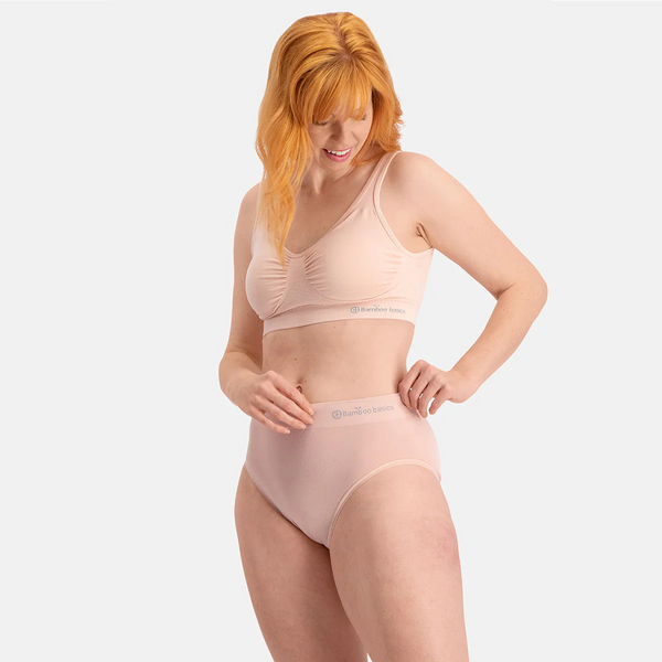 Belle bambus maxi trusser med smal elastikkant - rose nude 3 pak