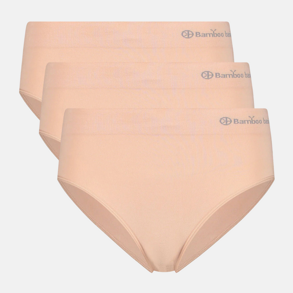 Belle bambus maxi trusser med smal elastikkant - rose nude 3 pak