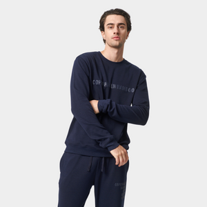 Blå bambus sweatshirt med logo fra Copenhagen Bamboo