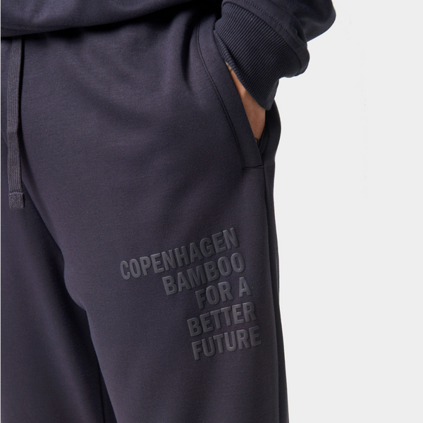 Mørkegråt bambus hoodie joggingsæt med logo