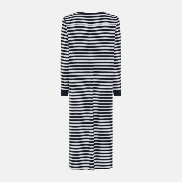 Beate langærmet bambus natkjole - navy/hvid stribet
