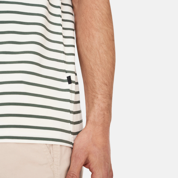 Grøn/hvid stribet crew neck bambus t-shirt