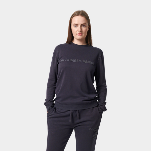 Mørkegrå bambus sweatshirt med logo