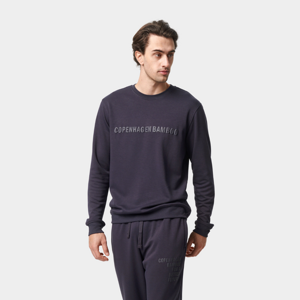 Mørkegrå bambus sweatshirt med logo