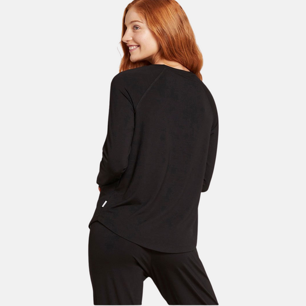 Sort langærmet raglan bambus lounge T-shirt