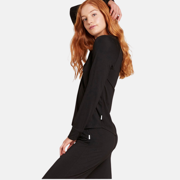 Sort langærmet raglan bambus lounge T-shirt