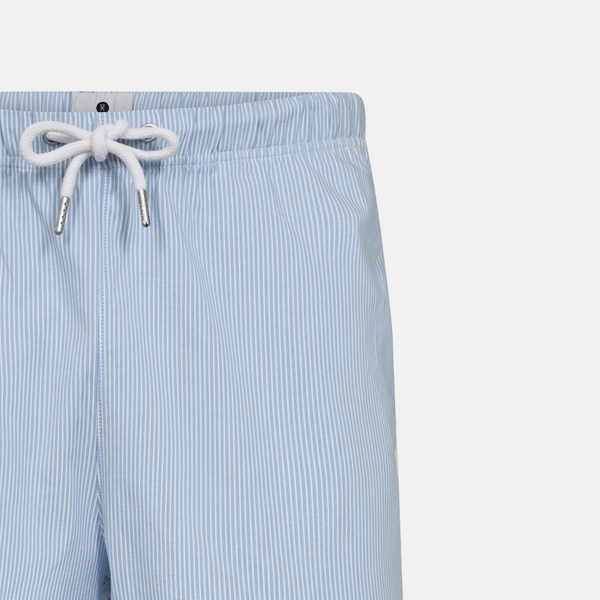 Lyseblå stribet bambus natshorts