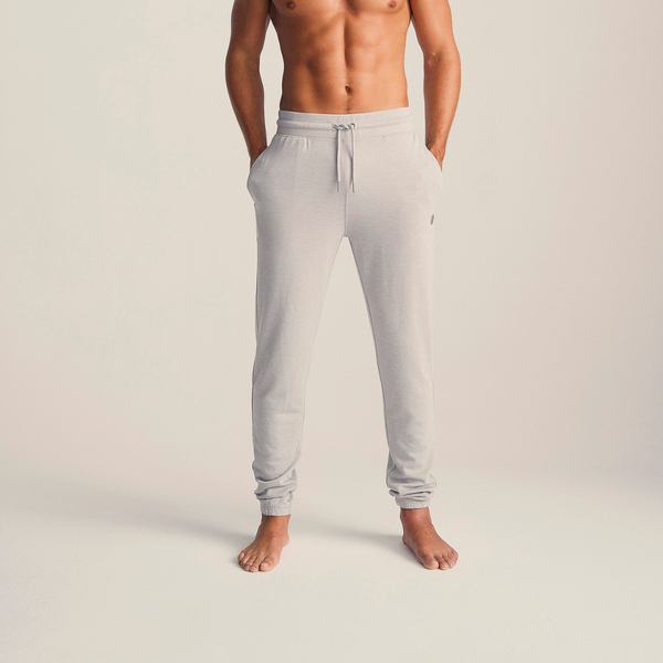 Lysegrå badge bambus sweatpants