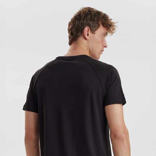 Sort crew neck bambus T-shirt med raglanærmer