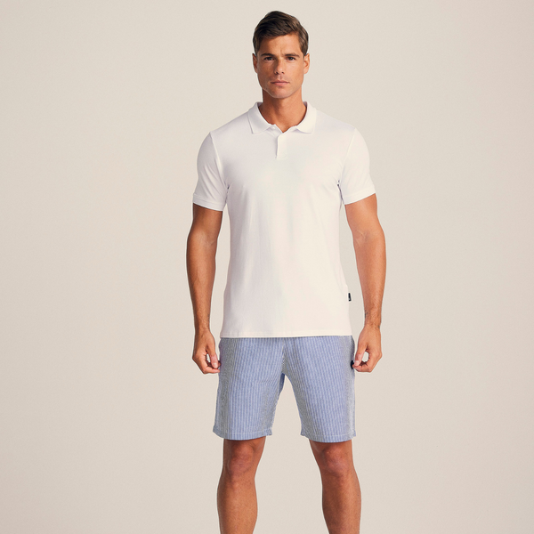 Hvid pique bambus polo shirt
