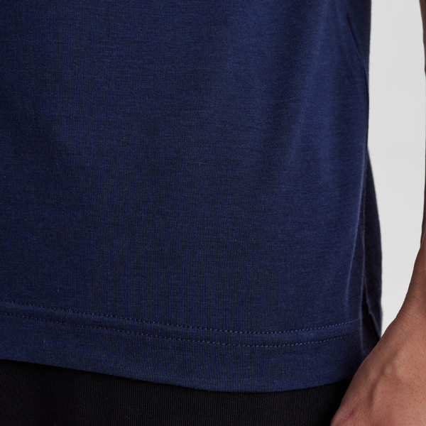 Navyblå crew neck bambus T-shirt med print