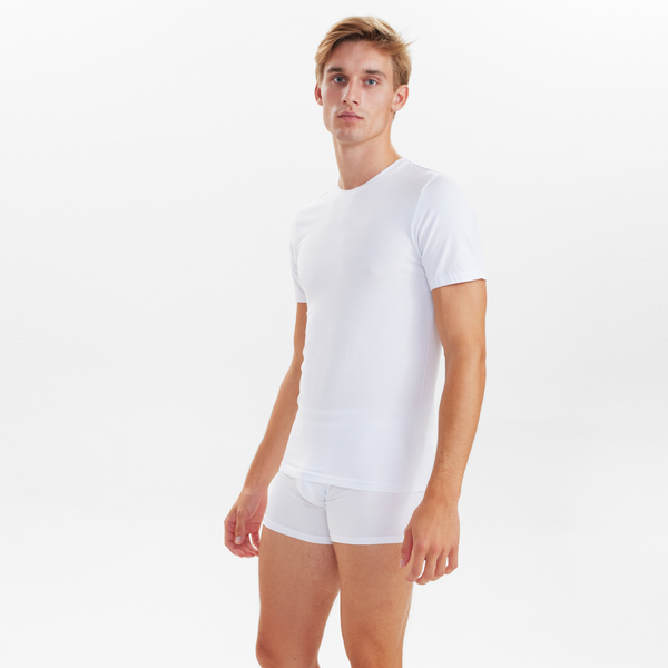 2 hvide slim fit bambus crew neck T-shirt