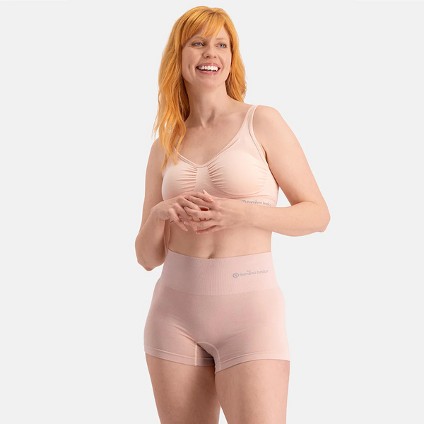Stella højtaljede, korrigerende bambus hotpants - Rose nude 2 pak