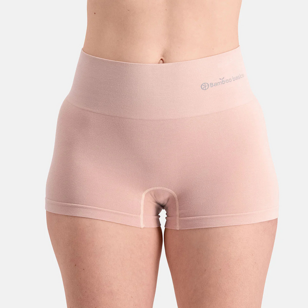 Stella højtaljede, korrigerende bambus hotpants - Rose nude 2 pak