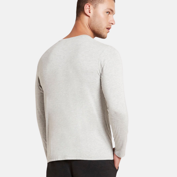 Lysegrå langærmet crew neck bambus T-shirt