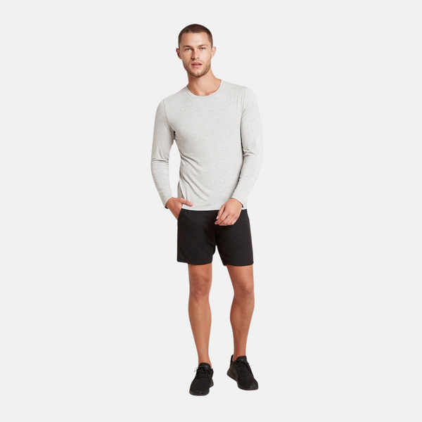 Lysegrå langærmet crew neck bambus T-shirt