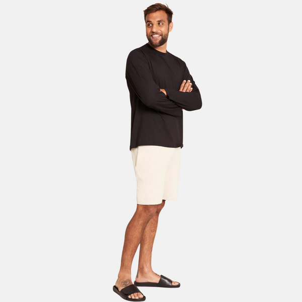 Sort langærmet crew neck bambus T-shirt