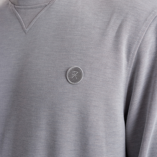 Lysegrå badge bambus sweatshirt