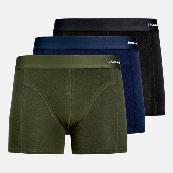 JACBASIC bambus underbukser 3 Pak i grøn/blå/sort