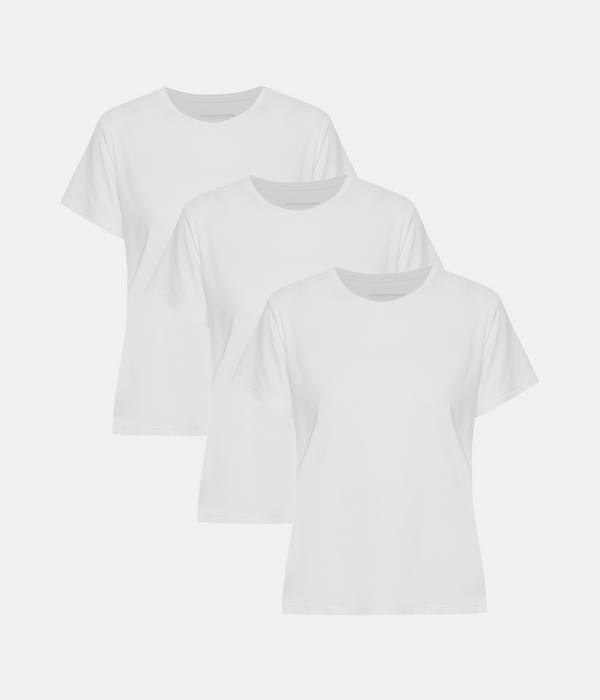 3 pak Hvid bambus T-shirt