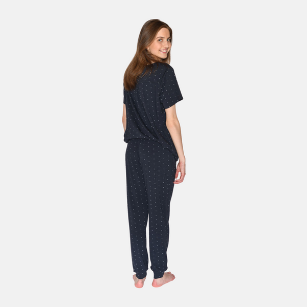 Bea kortærmet bambus T-shirt navy med prikker