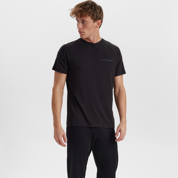 Sort crew neck bambus T-shirt med raglanærmer