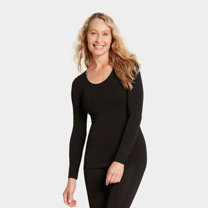 Sort langærmet bambus T-shirt med rund hals    Boody