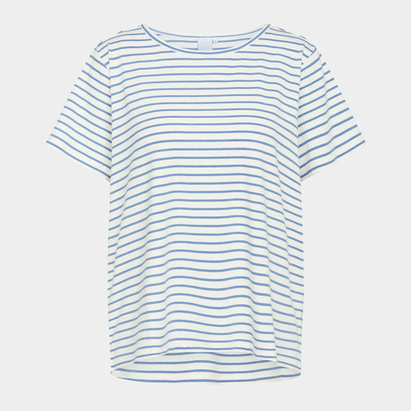 Bea kortærmet bambus T-shirt hvid blå striber