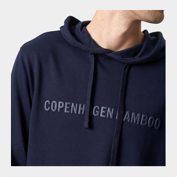 Navy bambus hoodie joggingsæt med logo