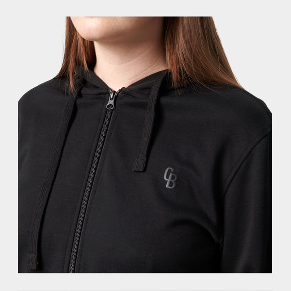 Sort bambus hoodie joggingsæt med lynlås