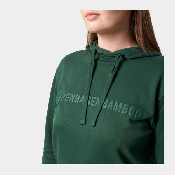 Grønt bambus hoodie joggingsæt med logo
