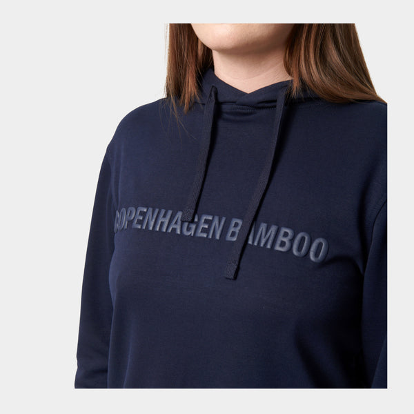 Navy bambus hoodie med logo