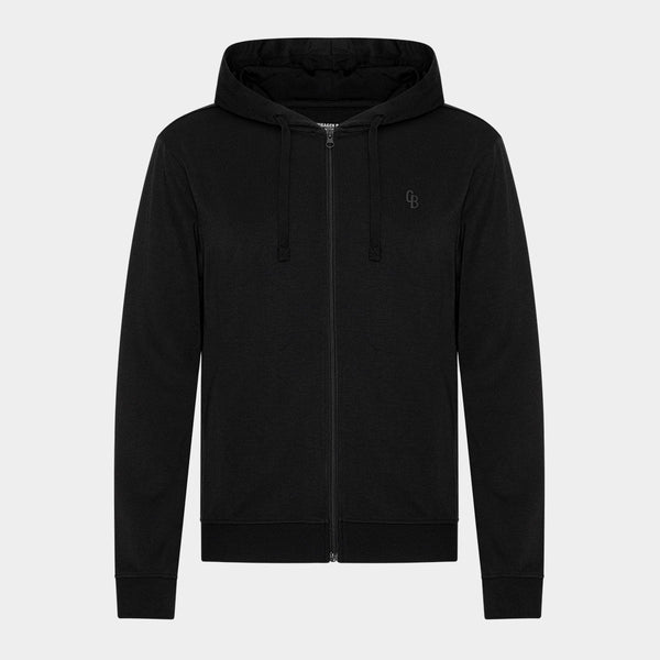 Sort bambus hoodie joggingsæt med lynlås