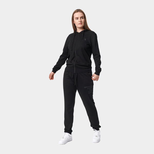 Sort bambus hoodie joggingsæt med lynlås