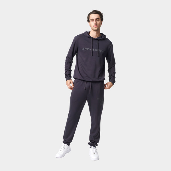 Mørkegråt bambus hoodie joggingsæt med logo