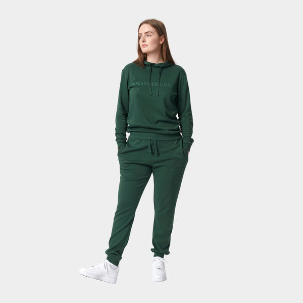 Grønt bambus hoodie joggingsæt med logo