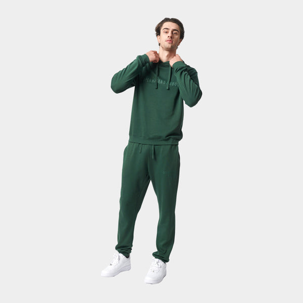 Grønt bambus hoodie joggingsæt med logo
