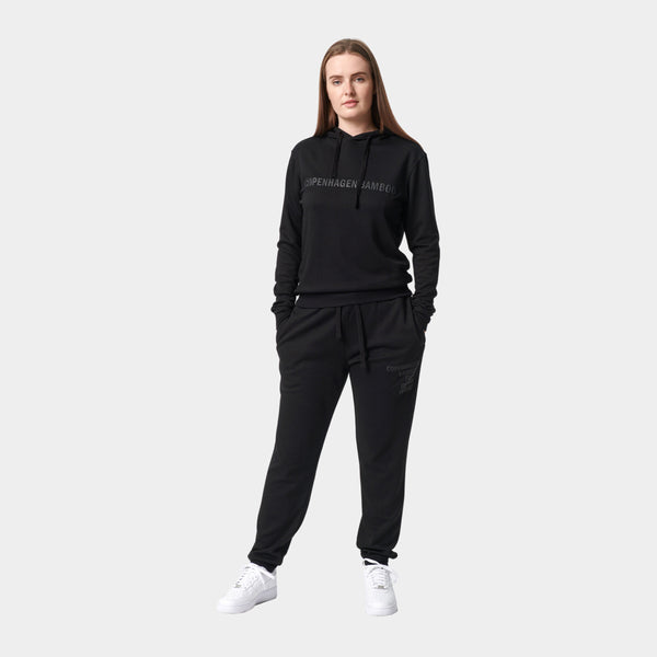 Sort bambus hoodie joggingsæt med logo