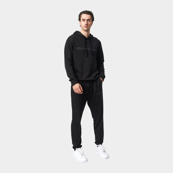 Sort bambus hoodie joggingsæt med logo
