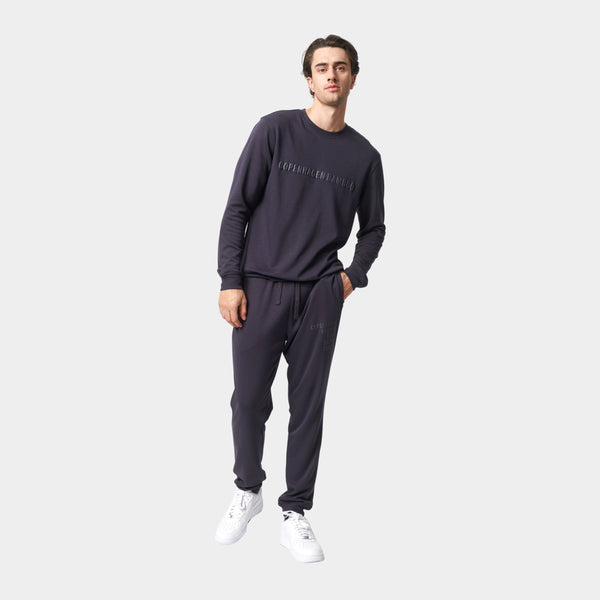 Mørkegrå bambus joggingsæt med logo