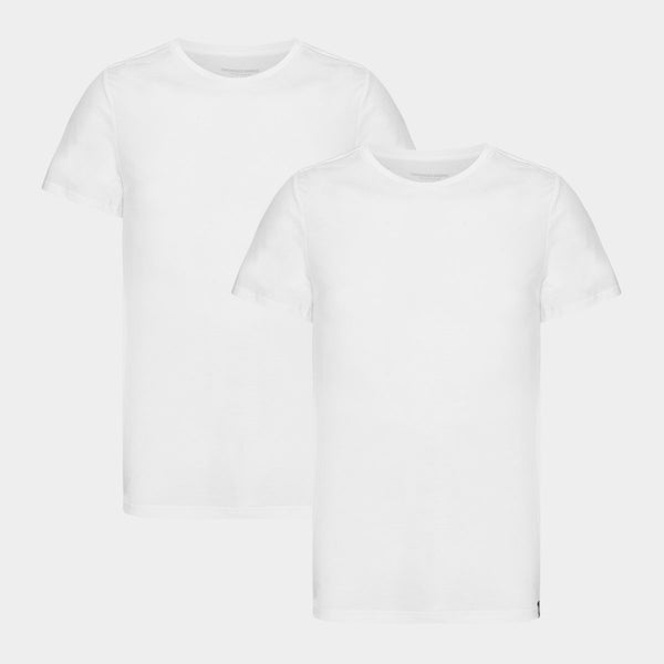 Hvide slim fit crew neck bambus T-shirts - 2 pak