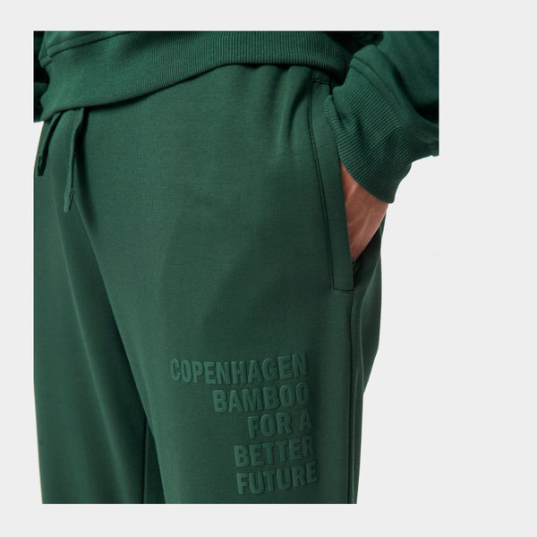 Grønt bambus hoodie joggingsæt med logo