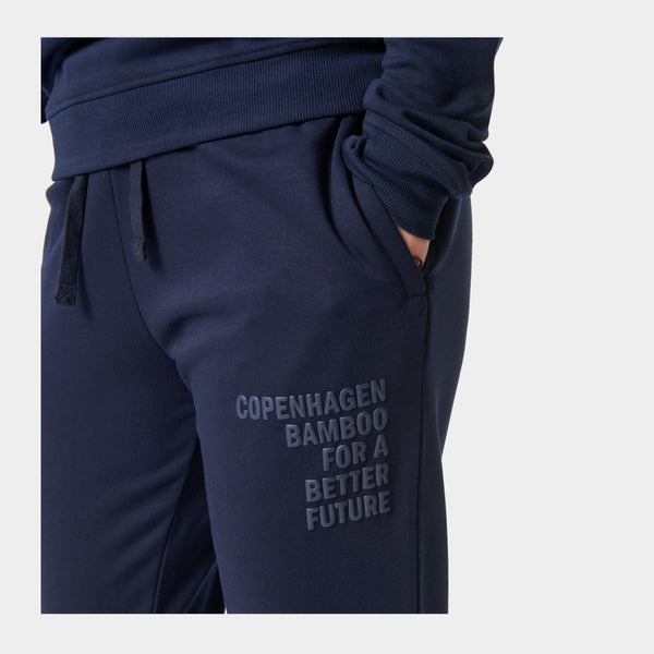 Navy bambus sweatpants med logo