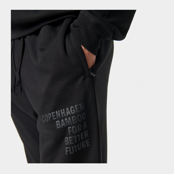 Sort bambus hoodie joggingsæt med logo