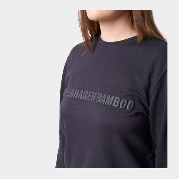 Mørkegrå bambus sweatshirt med logo