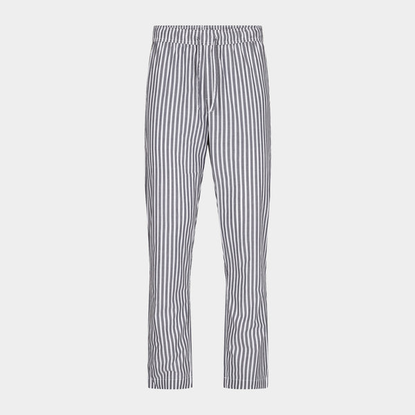 Hvide bambus pyjamasbukser med brede grå striber