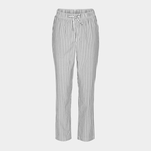 Bambus pyjamasbukser med brede hvide og grå striber